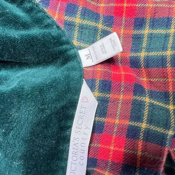 Vintage Victoria's Secret Country Night Plaid & Velvet Shirt Dress Size M - Picture 4 of 5